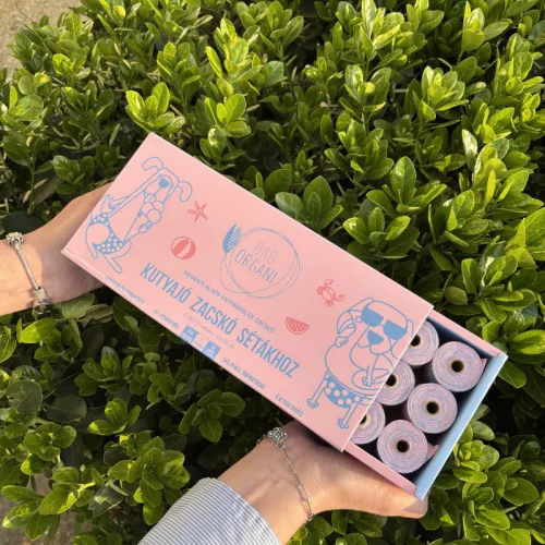Komposztálható, lebomló kutya kakizacsi 1 doboz (21 tekercs), pink/ BAG ORGANI
