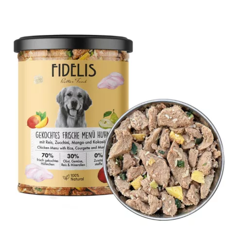 Főtt menü csirke rizzsel, cukkinivel és mangóval 400g / Fidelis