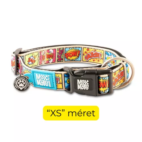 GOTCHA! Okos Nyakörv QR-ID azonosítóval és Geo-értesítéssel - Comic mintával "XS" méret/ Max & Molly