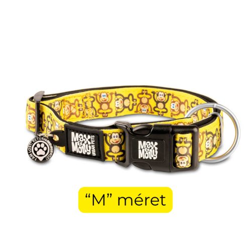 GOTCHA! Okos Nyakörv QR-ID azonosítóval és Geo-értesítéssel - Majmos mintával "M" méret/ Max & Molly