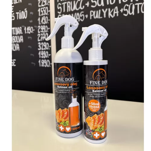 100% hidegen sajtolt lazacolaj 500ml / Fine Dog