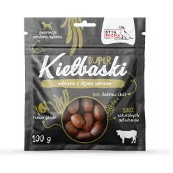   Szuper kolbászkák kutyáknak marhahússal és tengeri algákkal 100g / Syta Micha