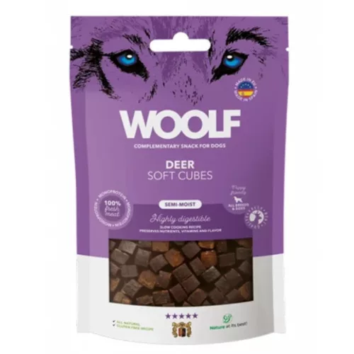 Főtt monoprotein szarvashús jutalomfalat kockák 100g / Woolf