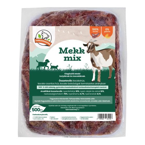 Mekk mix kecske menü 500g (zöldségnélküli) / Farkaskonyha - BARF hús