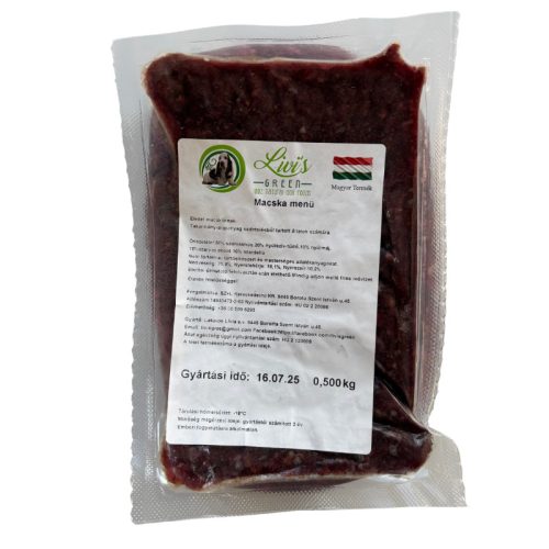 Macska menü - szarvas - nyúl - szardella 500g / Livi's green - BARF macskáknak