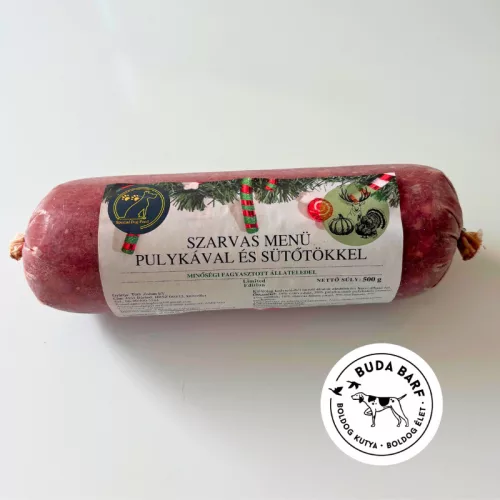 Szarvas menü pulykával és sütőtökkel 500g / Special dog food - BARF hús kutyáknak
